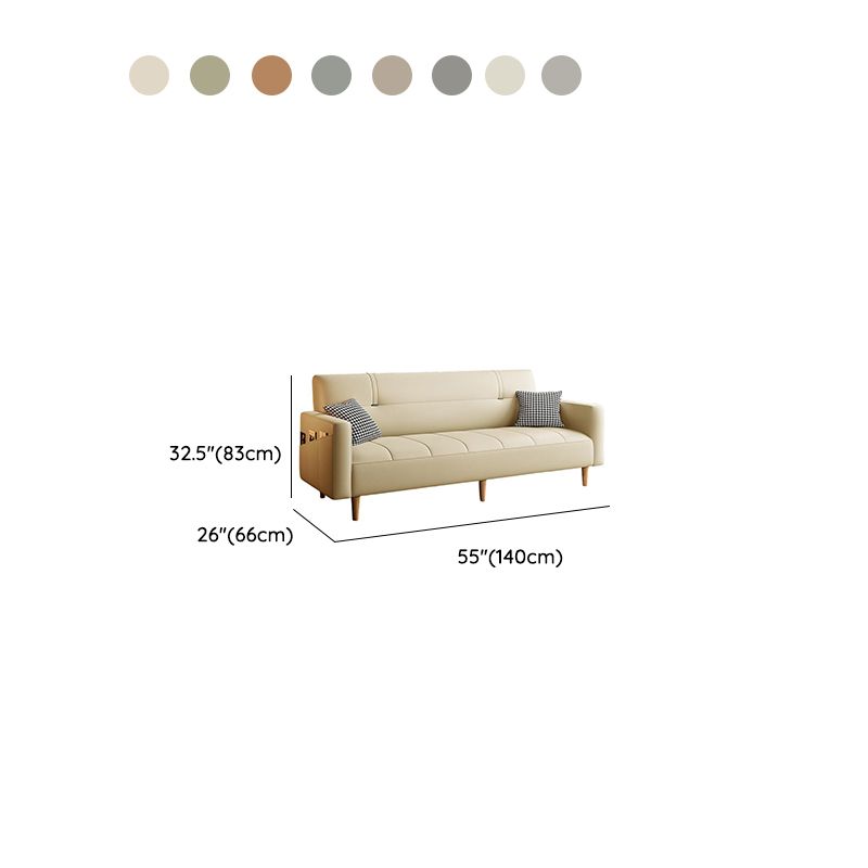 Trendy Solid Color Scratch-immune Convertible Sofa in Grey/Beige/Ecru with Arm, 4-seater/2 People/Seats 3, and 2 Pillows