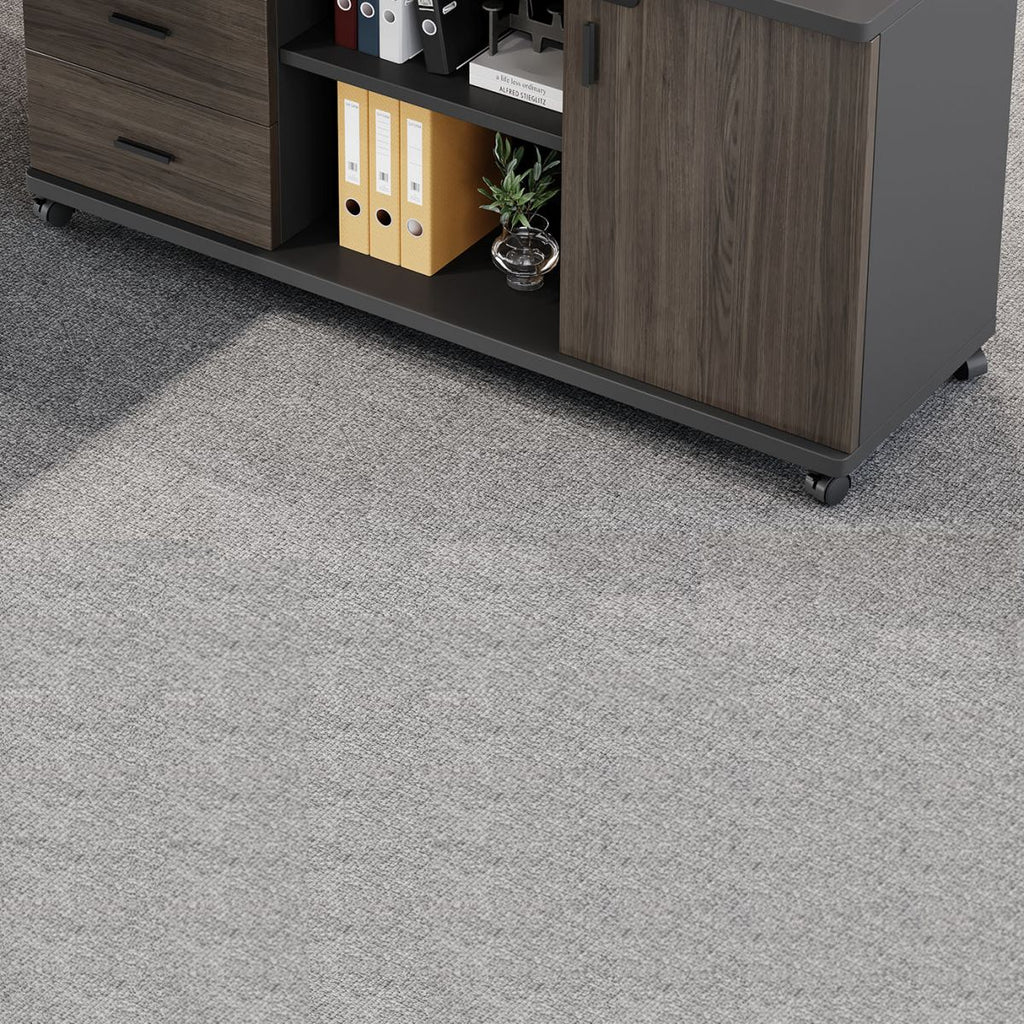 Scratch Resistant Manufactured Wood Supplies Cabinet with Roller Wheels, Shelves, Drawers, and Locking Door in 3-Wide/2-Wide Compartments