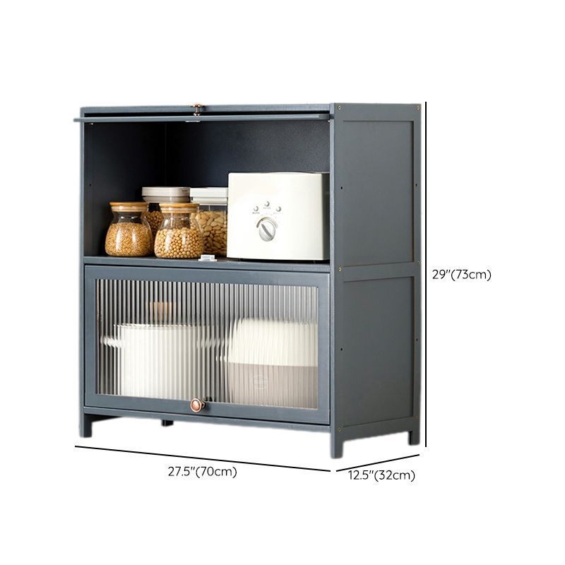 Simplistic Bambusa Standard Microwave Shelf Cabinet with Multiple Cabinets, Shelves, and Doors