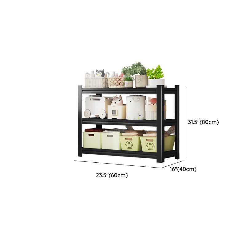 Midnight Black Trendy Storage Shelf with Steel Frame, Unattached Installation