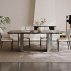 Simplistic Rectangular Dining Table with Fixed Table in Ink