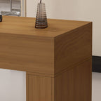 Sepia Rectangle Display Table with Locker and Unfinished Tempered Glass Top, 30-39 in Height, 20-29 in Width