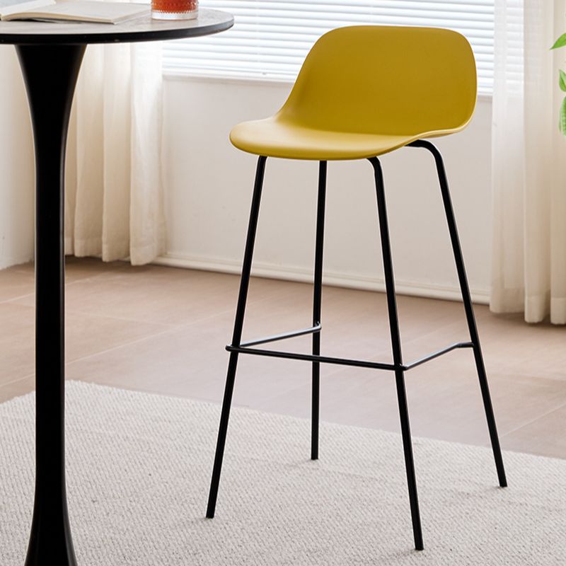 Casual Polymer Bar Stools in Gray/Carmine/Lemon Color with Back Pail Seat and Leg Rest