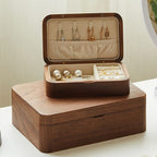 Tan Modern & Contemporary Natural Wood Jewelry Armoire with Solid Color Pattern