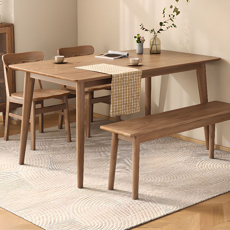 Modish Sepia Fixed Chip Resistant Solid Wood Dining Table with Ash Wood Legs for Seats 4/Seating for 6