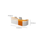 L-Shape Manufactured Wood Top Reception Desk with Hutch, Desk Return, Filing Cabinet & Keyboard Tray