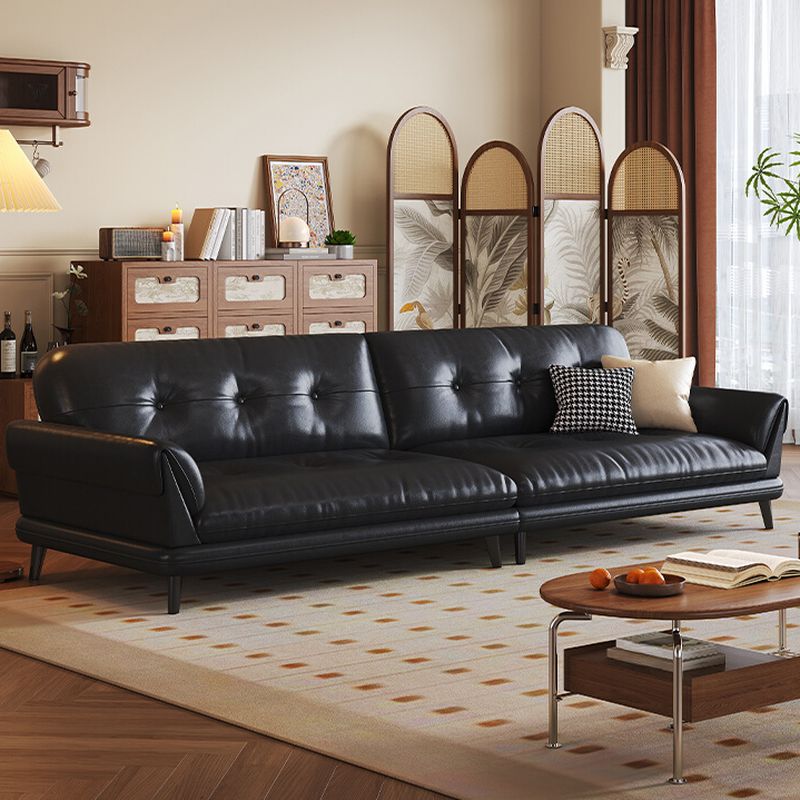 Contemporary Modern Solid Color Stain Resistant Standard Sofa/Loveseat/Single Sofa in Midnight Black, Seats 3/Seats 4/2-seater with 2 Pillows