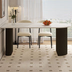 Dining Table Set with Asymmetrical Slate Stone Top, Separable Design