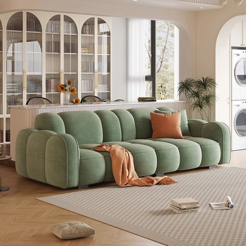 Standard Sofa/Loveseat in Flannel with Rose/Butter Color/Light Green Upholstery and Armrest