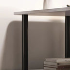 Contemporary Chairside Table Only with Engineered Wood Top, 4 Legs, Chalk/Unfinished Color, Rectangle/Square Shape, and Shelf