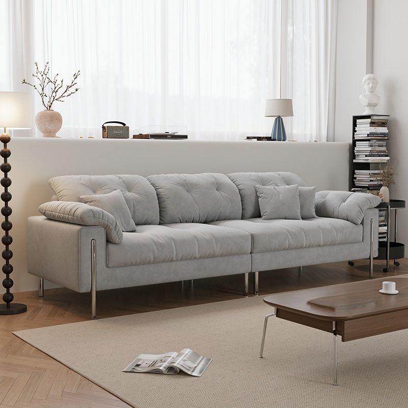 Drawing Room Standard Sofa in Midnight Black/Light Gray/Off-White with Armrest and 3 Pillows