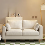 Flannel Loveseat in Light Gray/Navy Blue/Cream with Armrest