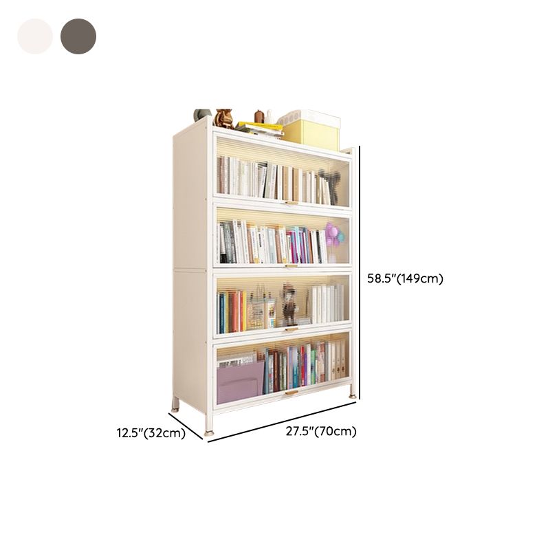 Metal Organizer Shelf with 4/5/3 Shelves, Vertical/Lateral Filing Orientation, Lucite Door, Closed Back