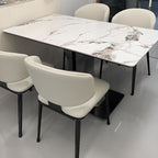 Ink Base Stone Dining Table for 4-8, Anti-Fouling Sintered Stone Tabletop