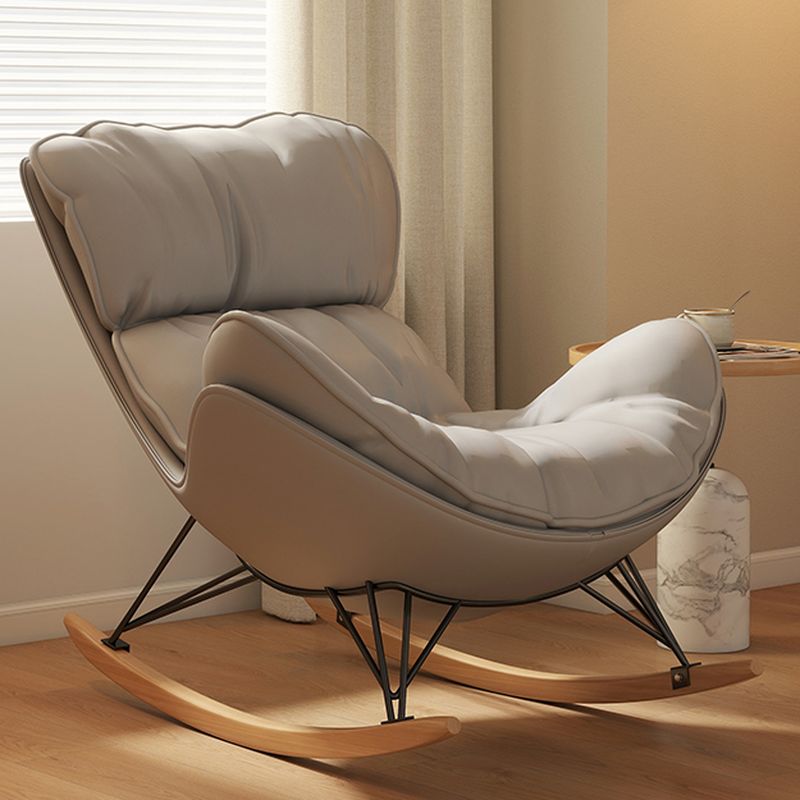 Simple Upholstered 2 Piece Set Porch Rocker with Scratch-tolerant Padded Ottoman