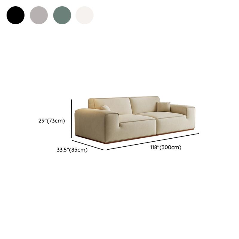 Contemporary Modern Solid Color Scratch-durable Sofa in Flannel with Midnight Black/Gray/Olive Green Upholstery, Seats 5/4/3 with 2 Pillows