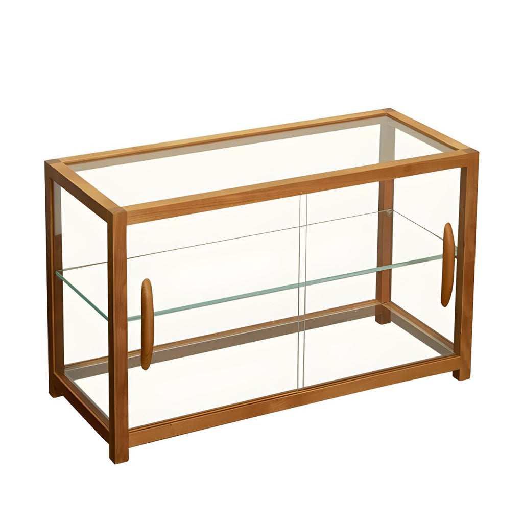 Contemporary Solid Wood Curio Cabinet with Glass Sliding Doors