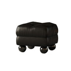 Modish Square Solid Color Standard Ottoman in Genuine Leather with Grey/Green/Citrus Color and Button-tufted Design