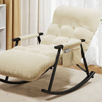 Art Deco Upholstered Rocking Chair with Scratch-defiant Track Arm