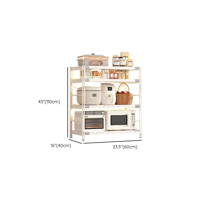 White Modern Standard Baker's Rack with Metal Frame and Manufactured Wood Shelves