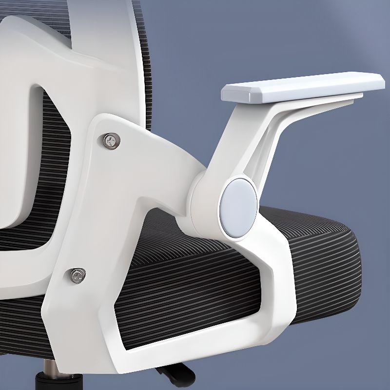 Upholstered Midnight Black/Dove Grey Office Chairs with Portable Wheels, Lumbar Support, Tilt Available, Flip-Up Armrest, and Headrest