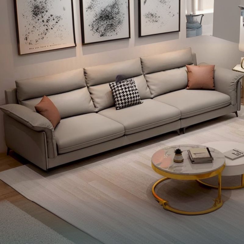 Modern Water Resistant Dove Grey/Chalk Solid Color Sofa Couch/Loveseat/Single Sofa with 4 Pillows/3 Pillows/2 Pillows for 3 Person/4-seater/5 Person