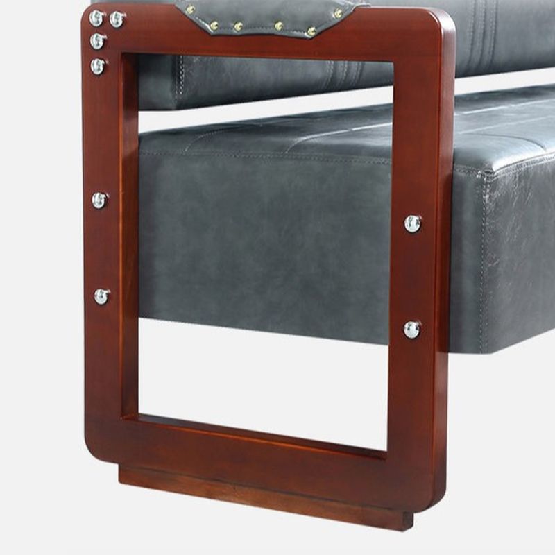 Simplistic Sofa with Water-resistant Pleather and Armrest, Dark Wood Finish and Legs