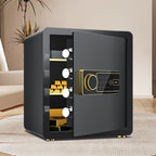 Steel Security Safe with Battery, Pry Resistant, Lockable with Keys and Shelves