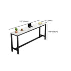 Modern Rectangular Quartz Pub Table with Trestle Base in White and Leg Rest