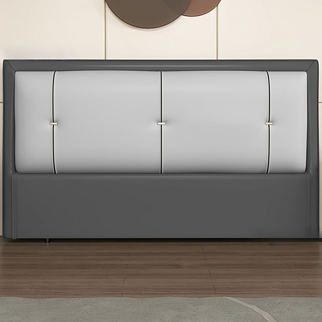 Trendy No Distressing Panel Headboard in Natural Wood, Rectangle Shape for Queen/Full Bed, Sponge Upholstery Fill, Standard Height