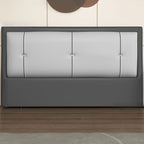Trendy No Distressing Panel Headboard in Natural Wood, Rectangle Shape for Queen/Full Bed, Sponge Upholstery Fill, Standard Height