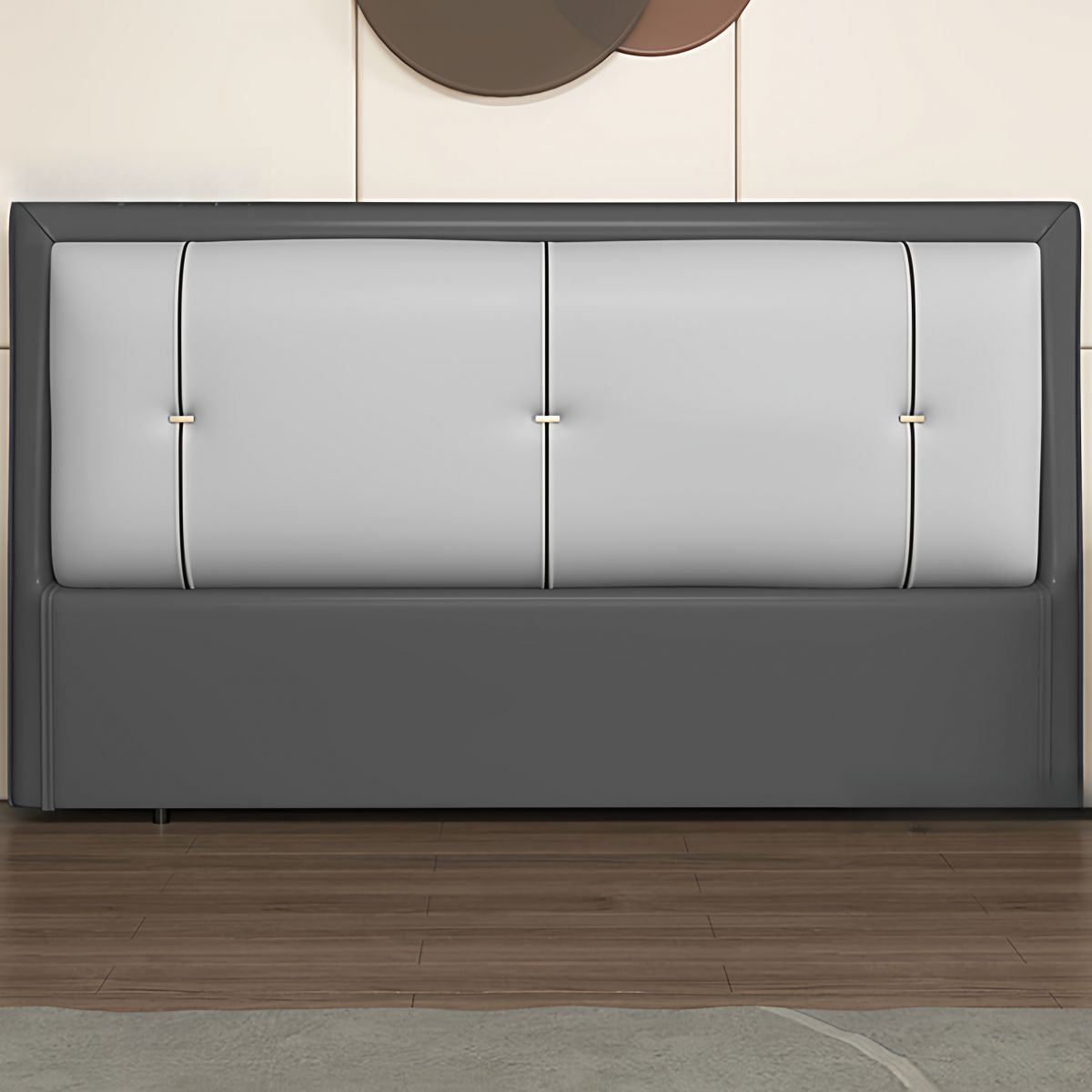 Trendy No Distressing Panel Headboard in Natural Wood, Rectangle Shape for Queen/Full Bed, Sponge Upholstery Fill, Standard Height