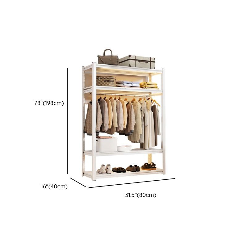 Chalk Contemporary Coat Rack with Receptacle, Steel Frame, and Shoe Storage