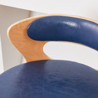 Casual Rawhide Bar Stools in Light Gray/Cream/Amber Color with Back, Turned Swivel, Round Top, and Leg Rest