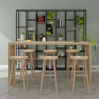 Modern Rectangle Solid Wood Bar Table Set 1/7 Pieces Counter Table with Backless Stools