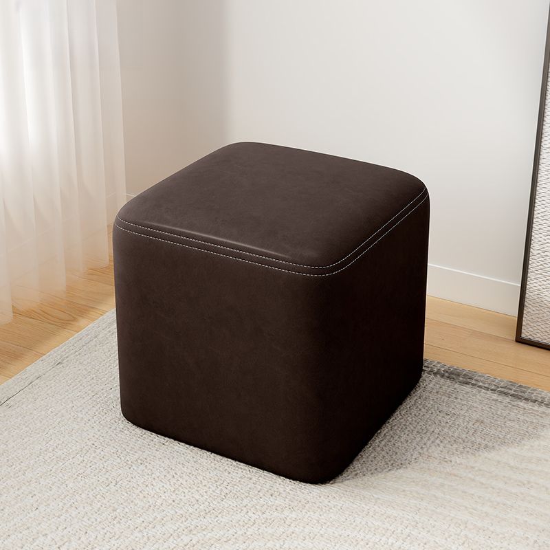 Trendy Square Solid Color Cube Ottoman with Leatherette Upholstery in Dove Grey/Green/Tan