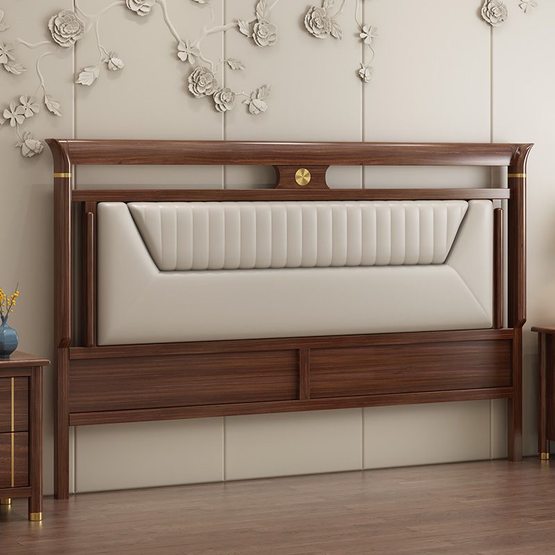 Trendy Panel Headboard in Natural Wood with No Distressing, Rectangle Shape for King/Queen/Full Bed, Featuring Sponge Upholstery and Standard Height