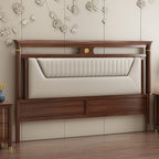 Trendy Panel Headboard in Natural Wood with No Distressing, Rectangle Shape for King/Queen/Full Bed, Featuring Sponge Upholstery and Standard Height