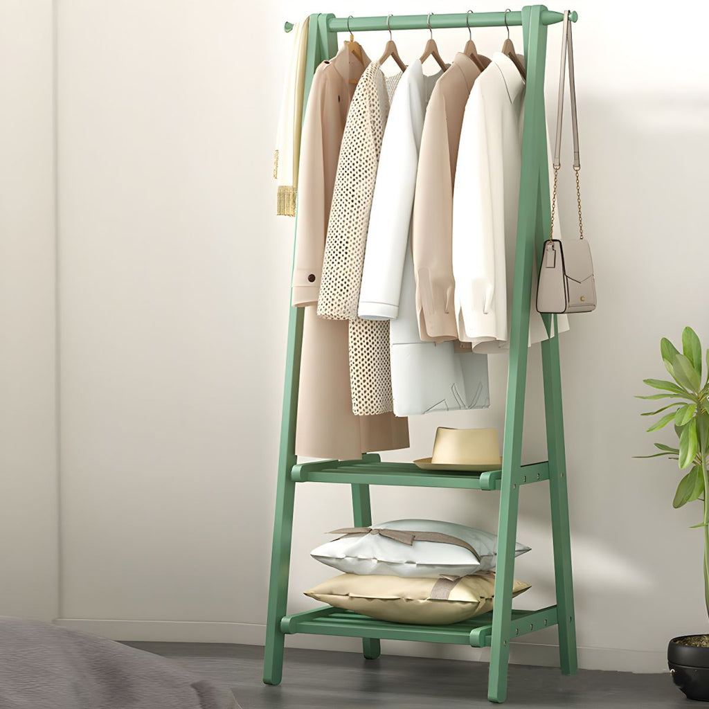 Scandinavian Hall Tree Wood Free Standing Storage Shelf Organizer Coat Hanger