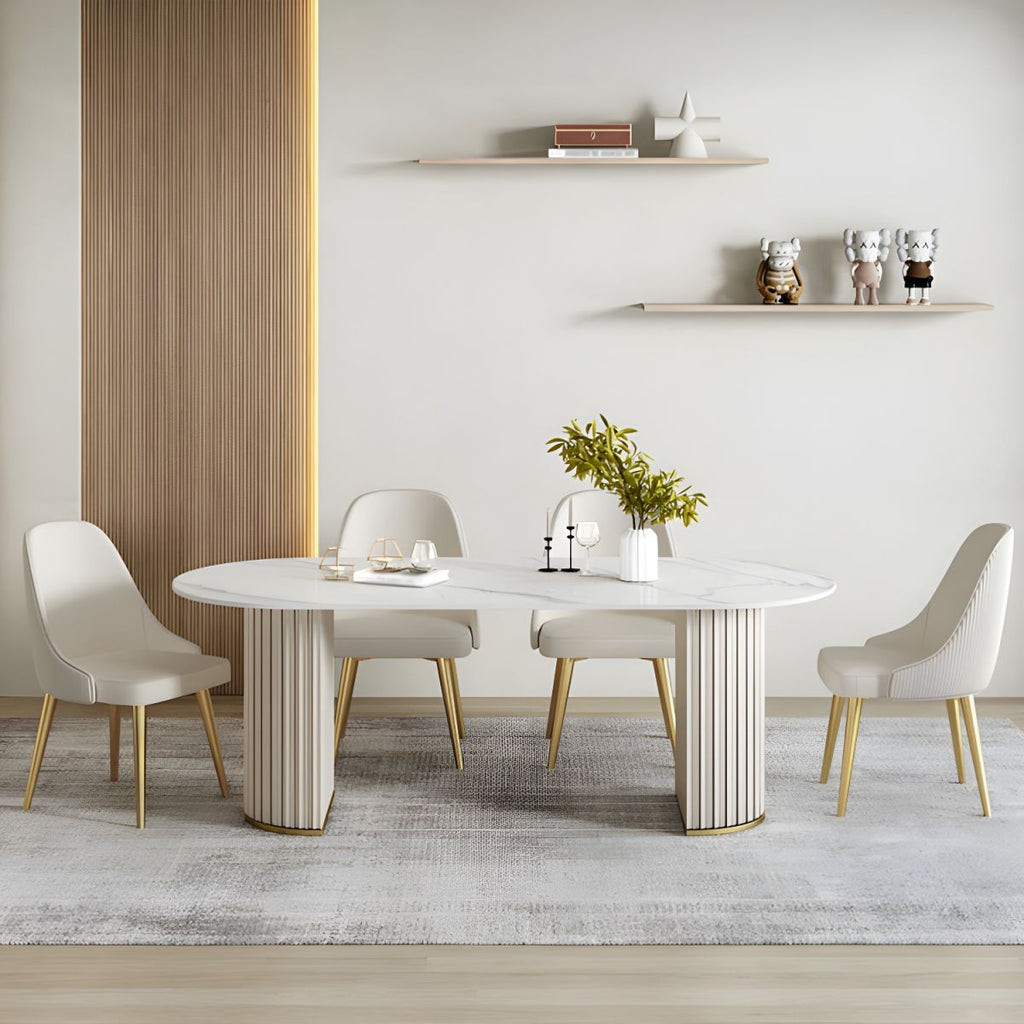 Modern Style Sintered Stone Dining Set Oval 1/2/5/6/7 Pieces Dining Set for Dining Areas