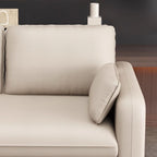 Trendy Solid Color Stain Resistant Standard Sofa in Synthetic Leather with Light Gray/Sage/Amber Color, Seats 3 with 2 Pillows