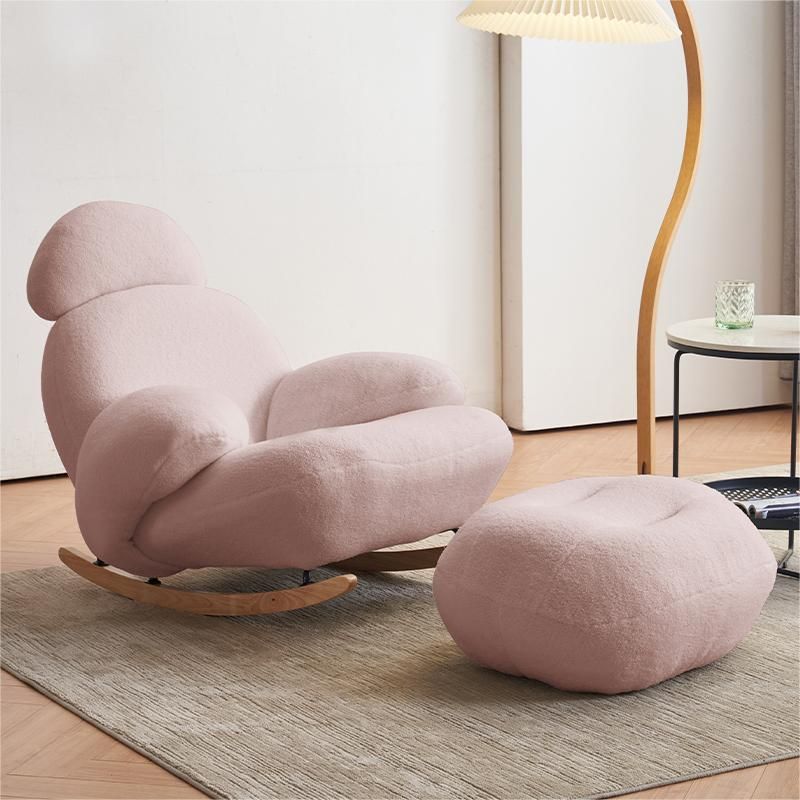 Rocking Chair Couch with Round Arm, Ottoman, Rear Back, Stationary