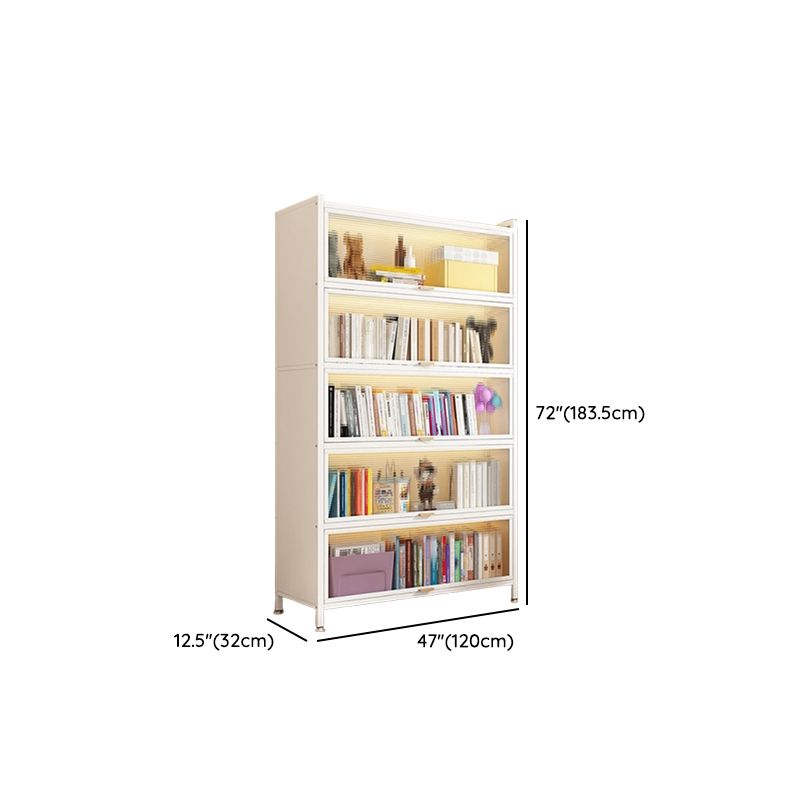 Metal Organizer Shelf with 4/5/3 Shelves, Vertical/Lateral Filing Orientation, Lucite Door, Closed Back