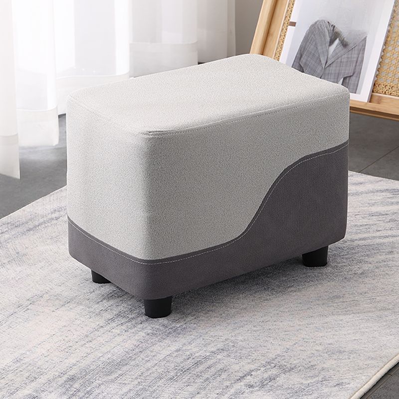 Trendy Rectangular Solid Color Standard Ottoman in Dove Grey/White/Apricot with Lumber Frame