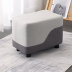 Trendy Rectangular Solid Color Standard Ottoman in Dove Grey/White/Apricot with Lumber Frame