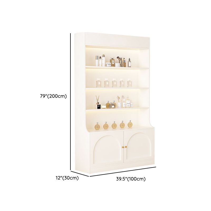 Fitted Detached Ground Display Stand in Wood with 5 Shelves, Locker and Open-air Storage in a Trendy Style