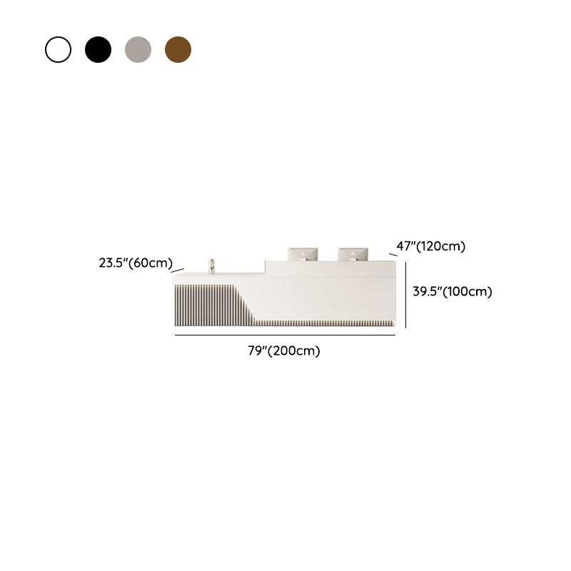 Reception Desk Rectangle with Hutch 2 Drawers/1 Drawer Hutch Keyboard Tray and Filing Cabinet, Manufactured Wood Top