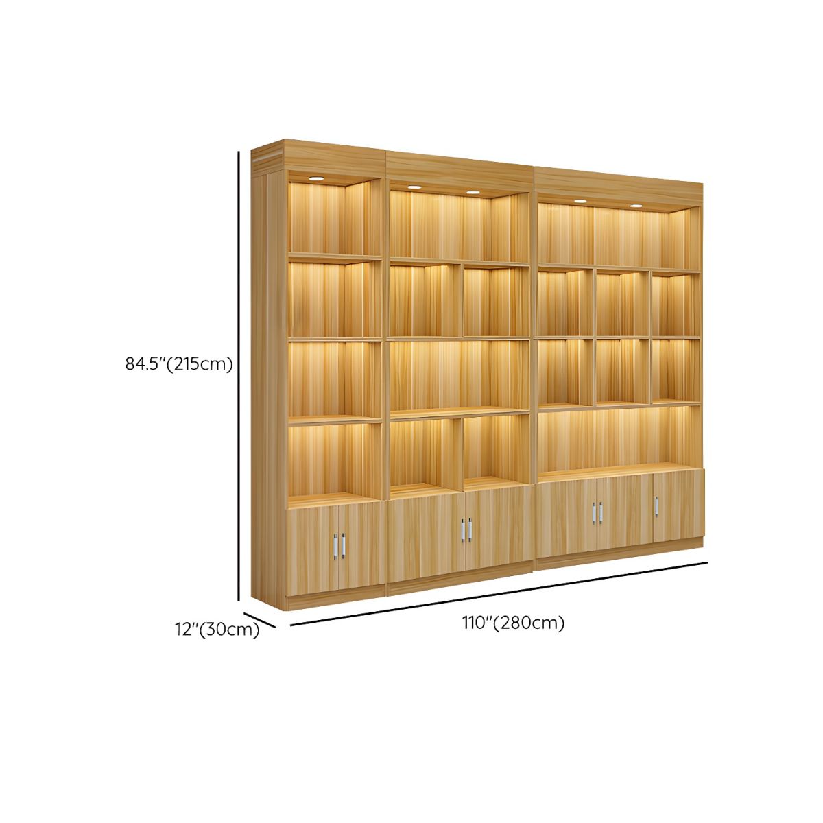 Multi-shelf Modern & Contemporary Style Wood Hutch Cabinet for Living Room