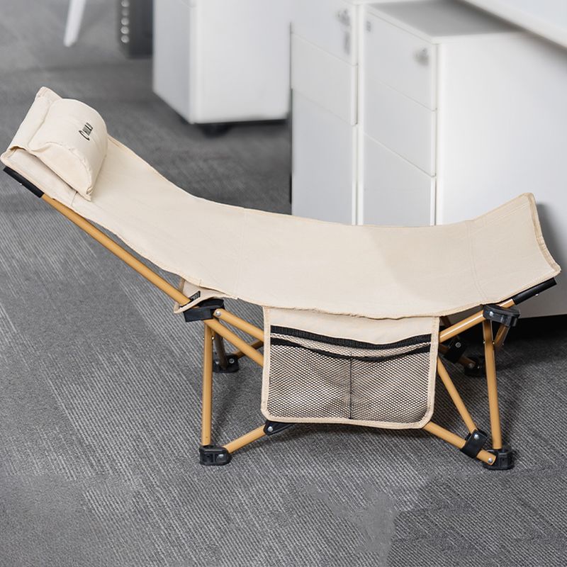 Solid Color Arm Recliner in Beige, Space-saving Design with Alloy Frame, Standard Base, Pocket Storage, and Removable Back