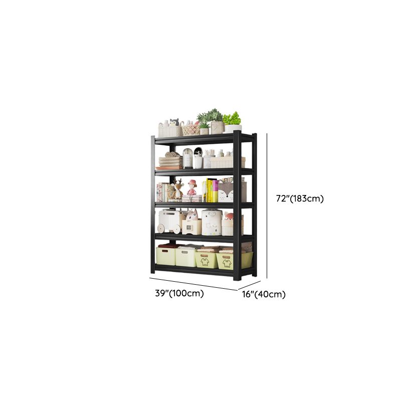 Midnight Black Trendy Storage Shelf with Steel Frame, Unattached Installation